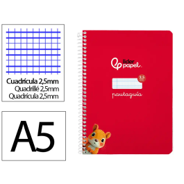 Liderpapel Cuaderno espiral Pautaguía A5 tapa blanda 40 hojas 75gr cuadro pautado 2,5mm color rojo Precio: 6.50000021. SKU: B14LL9V2GH