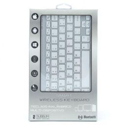 Subblim SUB-KBT-SM0001 Teclado Inalámbrico Bluetooth Compacto Ultradelgado Plata, Batería Recargable, Compatible PC Mac Android iOS Apple TV