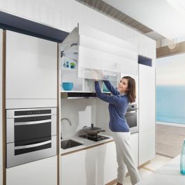 DTC Top-Stay Mecanismo Elevación Doble Puerta Compacto, Ajustable, Cierre Regulable, Peso 11-19 Kg, Bisagras Incluidas para Cocina