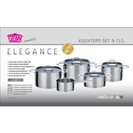 GSW Elegance - Juego de Utensilios de Cocina de Acero Inoxidable - 9 Piezas - Todas las Placas, Inducción