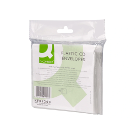 Q-connect Sobre para 2 CD Polipropileno con Solapa Multitaladro y Forro Protector - Pack 40 Unidades