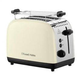 Russell Hobbs Tostadora Colour Plus 2 Ranuras Cortas Crema, Función Levantar y Ver, Diseño Moderno