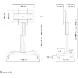 Neomounts PLASMA-M2500BLACK Soporte de Suelo Móvil para TV 42-100" Motorizado Negro hasta 150kg de Acero