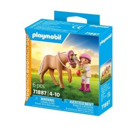 Playmobil Niña con Poni - Juguete Incluye 1 Figura de Niña con Casco y Poni con Accesorios Brida y Manzana para Niños +3 Años