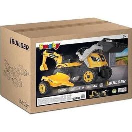 Smoby SMO3032167103048 Tractor de Pedales Max Builder con Remolque, Excavadora y Pala - Naranja