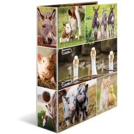 HERMA 19253 Archivador A4 de Cartón para Escuela Oficina Diseño Animales de Granja Multicolor 7 cm Ancho de Columna