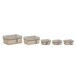 Cesta Mediterraneo DKD Home Decor Beige Azul 38 x 13 x 48 cm Set de 5