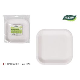 Set de 3 platos cuadrados de cartón natural 26 cm Algon (36 Cajas) Precio: 18.58999956. SKU: B17JSLDPQG