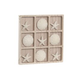 DKD Home Decor Juego de Mesa Mediterraneo 3 en Raya MDF y Resina Natural Blanco 20 x 20 x 1.7 cm (6 Unidades)