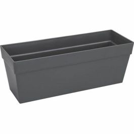 Elho Jardinera de Balcón Loft Urban de Autorriego, Alargada con Depósito de Agua, 50 cm, Gris Antracita, Ideal para Terraza y Exterior