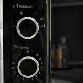 Grunkel MW-20NEGRO Microondas Vintage Negro 700W 20L - Temporizador 30 min, 5 Niveles Potencia, 8 Programas y Descongelación