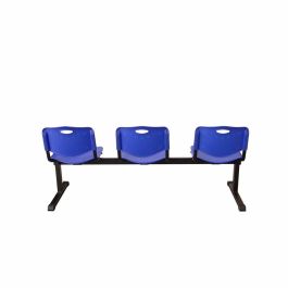 Piqueras y Crespo Bancada Iso 3 Plazas con Asiento y Respaldo en PVC Azul - Estructura de Hierro Negro