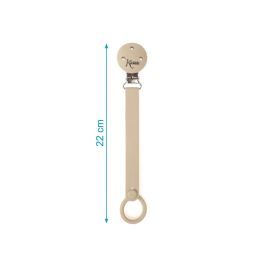 KioKids Sujetachupetes Pinza de Silicona y Acero Inoxidable para Chupetes con Anilla Beige Bebés +0 Meses