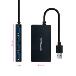 HUB NANO CABLE USB3.0 4PTOS USB-A/M - USB3.0/H 0.15M NEGRO