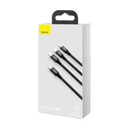 Baseus Rapid Series Cable USB Tipo-C 3 en 1 PD 20W, 1.5m, USB A, USB-C/Micro USB/Lightning, 480 Mbps, Negro
