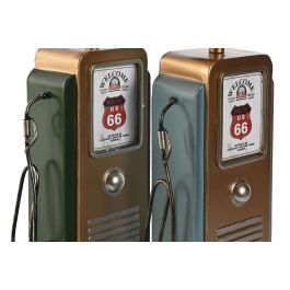 DKD Home Decor Reloj Sobremesa Gasoliner Vintage Naranja Verde 7.3 x 35 x 14 cm (2 Unidades)