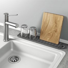 Metaltex Escurreplatos Reversible 'Gravity Slim' 40x8cm - Desagua y Retiene Agua, Ideal para Objetos Pequeños, Color Gris