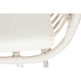 DKD Home Decor Sofá de Terraza y Jardín de Ratán Sintético y Hierro Galvanizado, Blanco, 74x84x124 cm, Set de 4 con Cojines