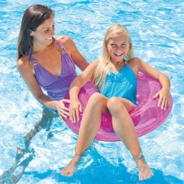 Intex Flotador Rueda Hinchable Transparente 76cm para Niños, Resistente PVC, Edades +8 años, Modelos Surtidos