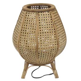 DKD Home Decor Lámpara de Sobremesa Urban de Ratán Marrón 29x40x29 cm, Bombilla E27 50W 220V