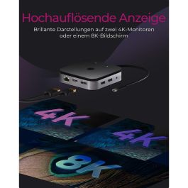 ICY BOX IB-DK408-C41 USB4/Thunderbolt 4 Docking Station 7 en 1 con 60W Power Delivery HDMI 2.1 DisplayPort 1.4 Ethernet