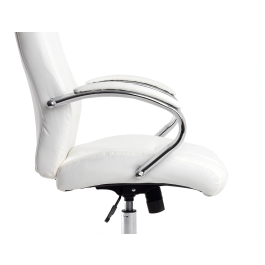 Q-connect Silla de Dirección Vero, Similpiel Blanco, Base Metálica Cromada, Ruedas Premium, Altura 116-124 cm, Profundidad 70 cm, Anchura 63 cm