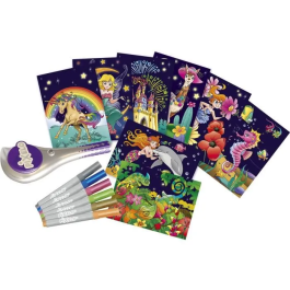 Lansay Pixelo Coloring game Caja de metal - Juego de colorear con 5 rotuladores de punta de fieltro metálicos y electrónico, a partir de 6 años