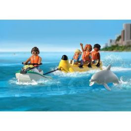 PLAYMOBIL 71905 Set Paseo en Bote Banana con Moto Acuática, 4 Figuras y Delfín, Juguete Acuático para Niños +4 Años