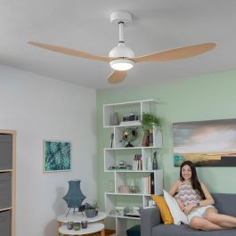 Ventilador de Techo con Luz LED y 3 Aspas ABS Wuled InnovaGoods Madera 36 W 52" Ø132 cm Ventilador de Techo con Luz LED y 3 Aspas ABS Wuled InnovaGoods Madera 36 W 52" Ø132 cm