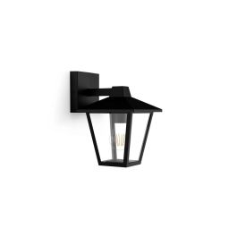 Philips Kinno Aplique de Exterior E27 25W IP44 Luz Hacia Abajo Tipo Farola Color Negro (Bombilla No Incluida)