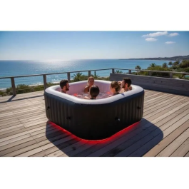 Sunspa Spa Hinchable Cuadrado para 6 Plazas con Tira LED
