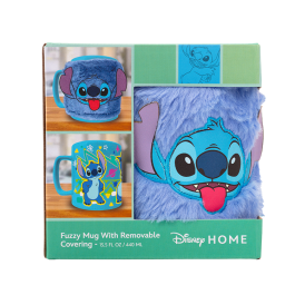 PYRAMID Taza Stitch Disney con funda de peluche de Nylon 440ml de cerámica apta microondas y lavavajillas