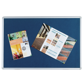 Q-connect Tablero de Anuncios Mural Grande de Fieltro Azul 120x90 cm para Uso Interior