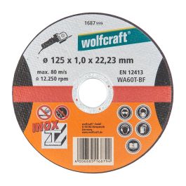 Wolfcraft Disco de corte de precisión para acero inoxidable Ø125x1,0x22,23mm 1687999 - Corte limpio sin rebabas