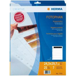 HERMA Negativhüllen transparent para 7 x 5 tiras, pack de 25 unidades