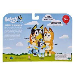 MOOSE 13009 - Pack 4 Figuras Familia Bluey: Bluey, Bingo, Bandit, Chilli - Licencia Oficial +3 años