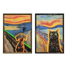 DKD Home Decor Cuadro Moderno Multicolor Gato Perro 53x3,7x73 cm (2 Unidades) Lienzo con LED Precio: 115.49999945. SKU: B14REXBMGB