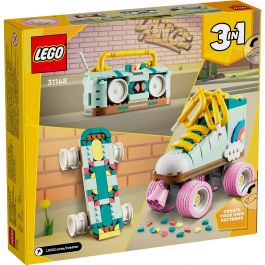 LEGO 31148 Creator Patines Retro 3en1, Set de Juguete Construible con Mini-Patineta y Boombox, Decoración Retro