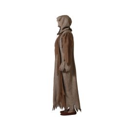 Disfraz Mago Marrón con Capucha y Túnica Larga de Poliéster para Adulto XXL - Ideal para Halloween y Eventos Fantásticos