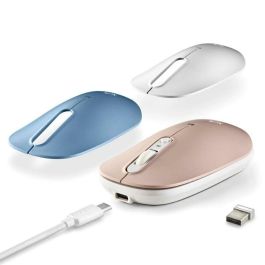 Ratón Inalámbrico por Bluetooth NGS Shell-RB/ Batería recargable/ Hasta 1600 DPI/ Azul/ Blanco/ Rosa