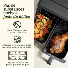 Cuisinart AFD10XBLE Freidora de Aire con Tanque Doble, 10.4 L, 2400 W, Negra