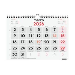 Finocam M-300x210 mm Mv Neutro Calendario de Pared 2026 con Números Grandes, Anual, Doble Espiral