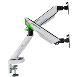 AISENS - SOPORTE DE MESA GAMING CONTRAPESO GIRATORIO E INCLINABLE PARA MONITOR/TV 16KG (3 PIVOTES, 2 BRAZOS) DE 17-38, NEGRO-BLANCO