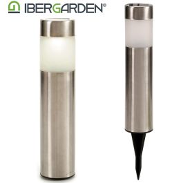 Ibergarden Baliza Solar Acero Alta, Blanco/Plata, 6x27x6 cm (12 Unidades)
