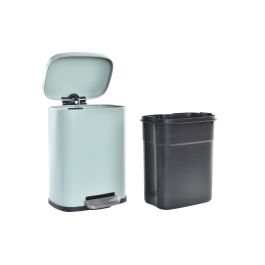 DKD Home Decor Papelera de Baño Basicos Verde con Cerrado Lento 5 L Metal y Polipropileno Acabado Mate