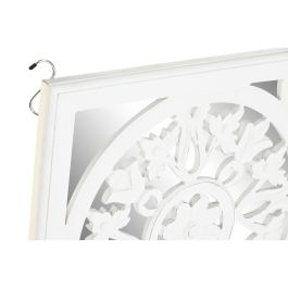 DKD Home Decor Decoración de Pared Romántica Blanca con Espejo Integrado y Marco de MDF, Diseño Cuadrado, Medidas 90x90 cm