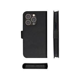 dbramante1928 Funda Cartera 2 en 1 Lynge para iPhone 14 Pro Negra de Piel plena flor Sostenible con Soporte Desmontable