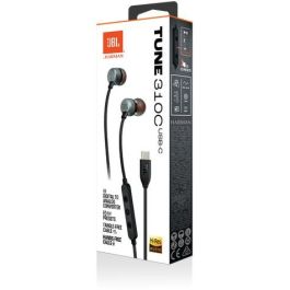 JBL JBLT310CBLK Auriculares In-Ear Tune 310C con Micrófono, USB-C, Sonido Pure Bass, Hi-Res Audio, Negros