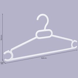 Inde Set de 6 Perchas de Plástico Multiusos Extra Blancas, 36.8 cm Largo x 18.4 cm Ancho x 0.5 cm Alto (8 Cajas)