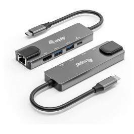Equip Docking USB-C 5in1 USB-C 1xHDMI 4K/30Hz 2xUSB-C 1xRJ45 Gibabit 1xUSB-C Alimentacion 100WCable 25cm Carcasa Aluminio
